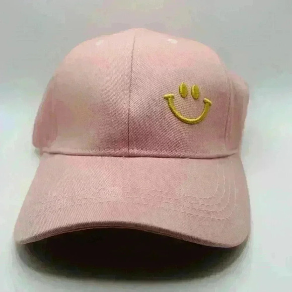 Woman’s Pink Embroidered Smiley Baseball Cap - Picture 3 of 7